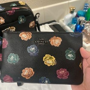 Coach Rainbow Floral Print wristlet vguc